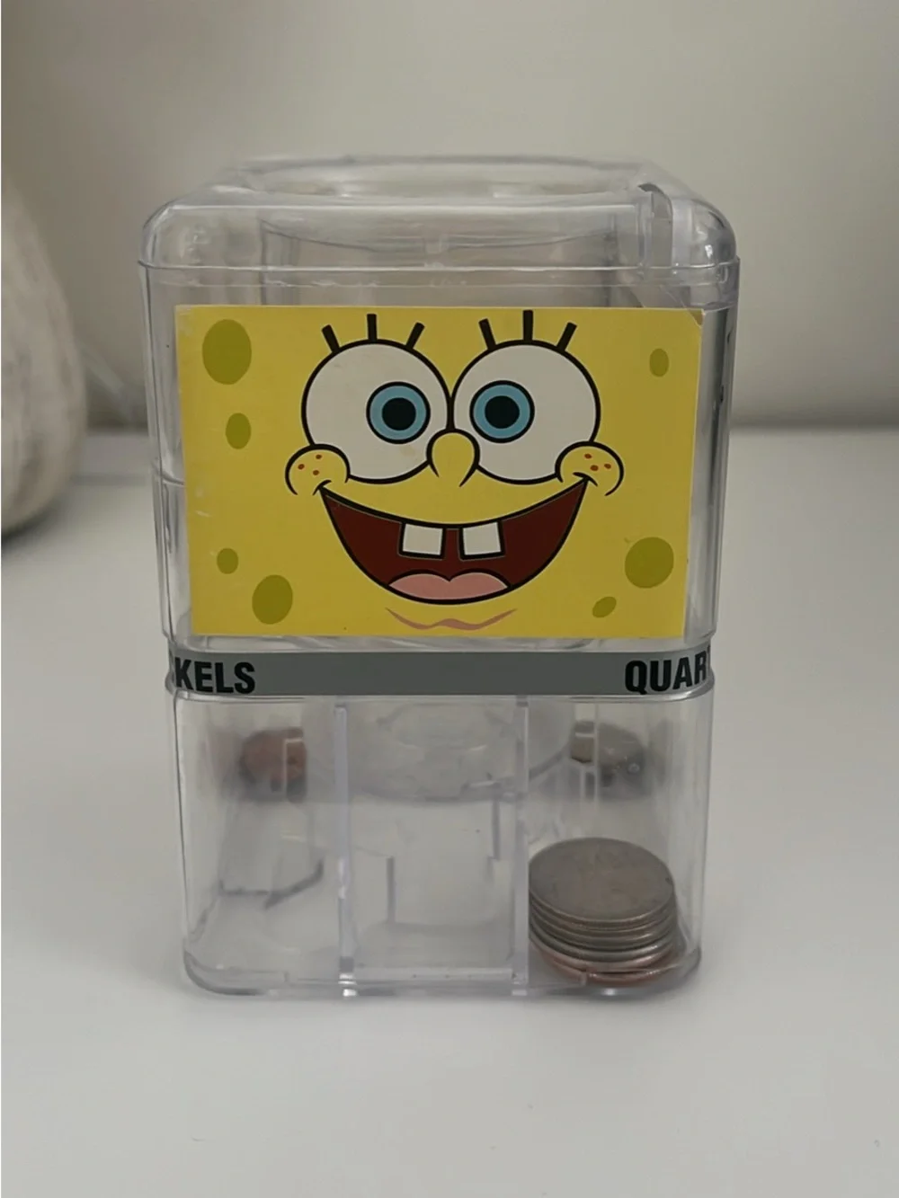 SpongeBob Clear Coin Bank - Yellow Cartoon Savings Box